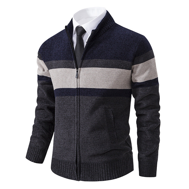 Herren Strickjacke mit strukturiertem Design und hochschließendem Kragen Echoarchiv