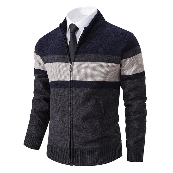 Herren Strickjacke mit strukturiertem Design und hochschließendem Kragen Echoarchiv
