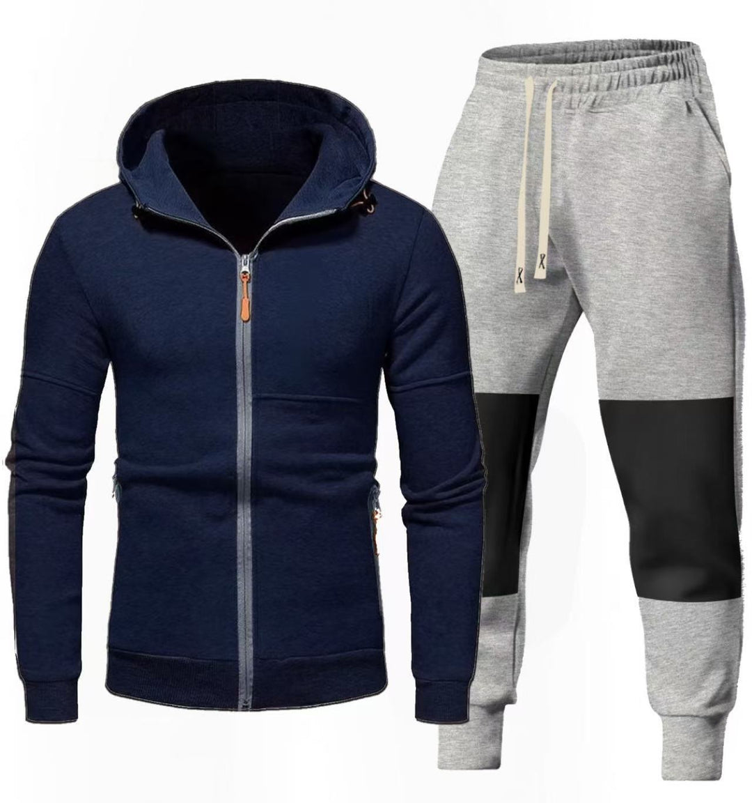 Herren Sportliches Hoodie- und Jogginghose-Set mit Funktionalen Reißverschlusstaschen Echoarchiv