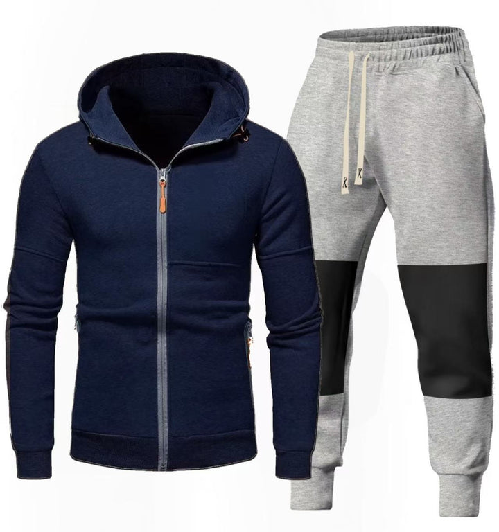 Herren Sportliches Hoodie- und Jogginghose-Set mit Funktionalen Reißverschlusstaschen Echoarchiv