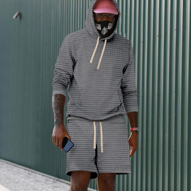 Herren lässiger Kapuzenpullover und Shorts Set aus atmungsaktivem Material Echoarchiv
