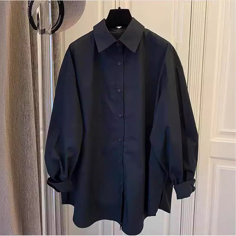 Damen Lässige Baumwollbluse mit Puffärmeln Echoarchiv
