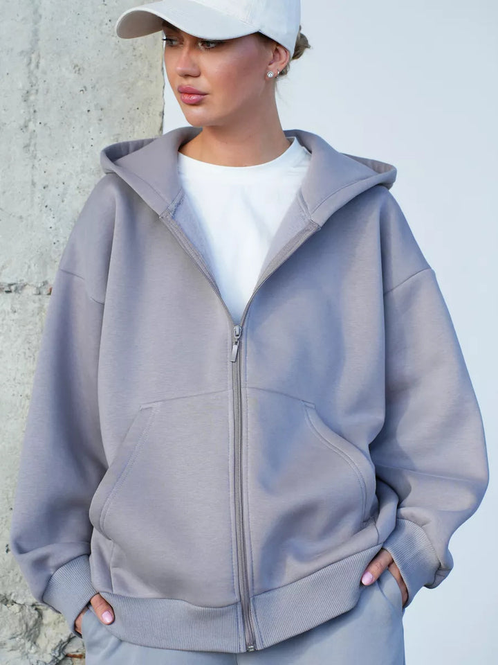 Damen Bequemer Fleece-Kapuzenjacke Echo Archiv