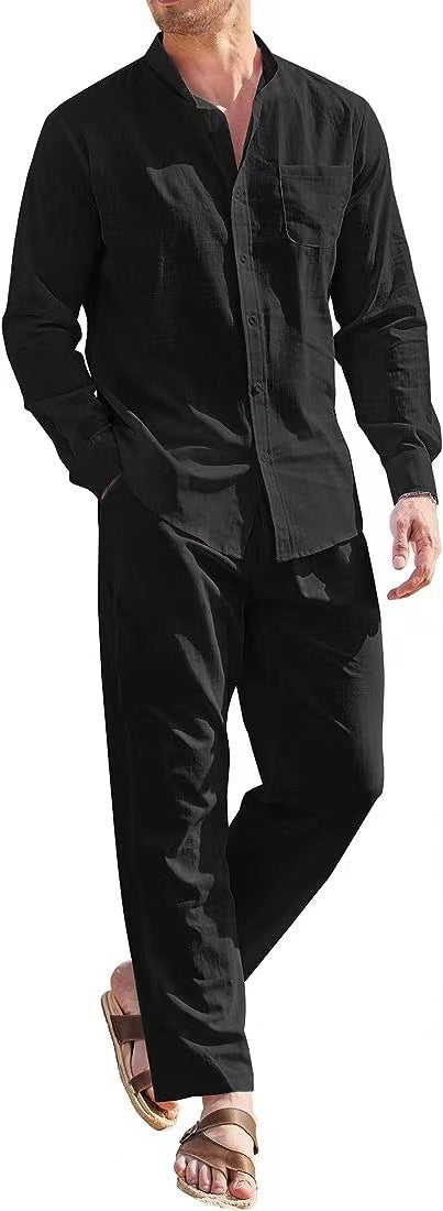 Herren elegantes Langarmhemd mit bequemer Hose Echoarchiv