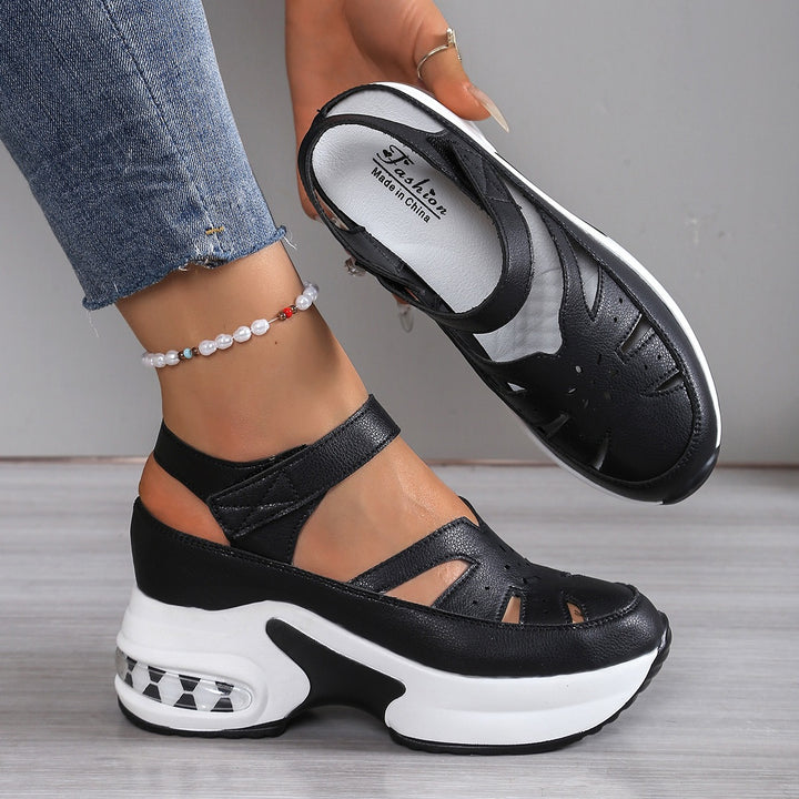 Damen Keil-Sandalen mit luftgepolsterter Sohle und Klettverschluss Echo Archiv
