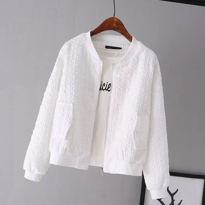 Damen Modische Boucle-Jacke mit Reißverschluss Echo Archiv