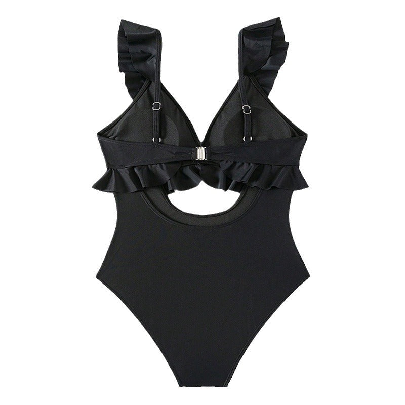 Damen Einteiliger Badeanzug mit Volants und Cut-Out Echo Archiv