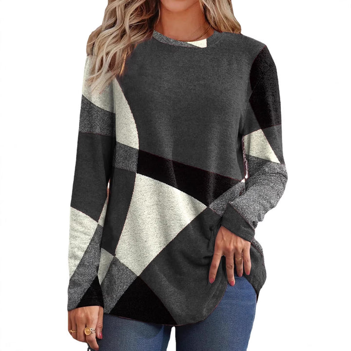 Damen Geometrischer Übergroßer Strickpullover mit Knopfdetails an der Seite Echoarchiv