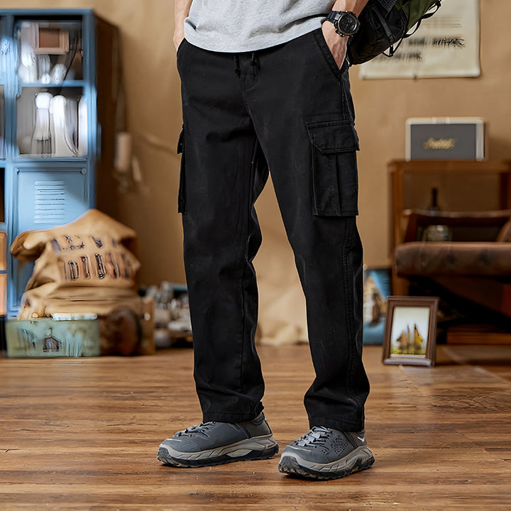 Herren Slim-Fit Utility-Cargohose mit elastischem Bund, Kordelzug und integrierter Webgürtel Echo Archiv