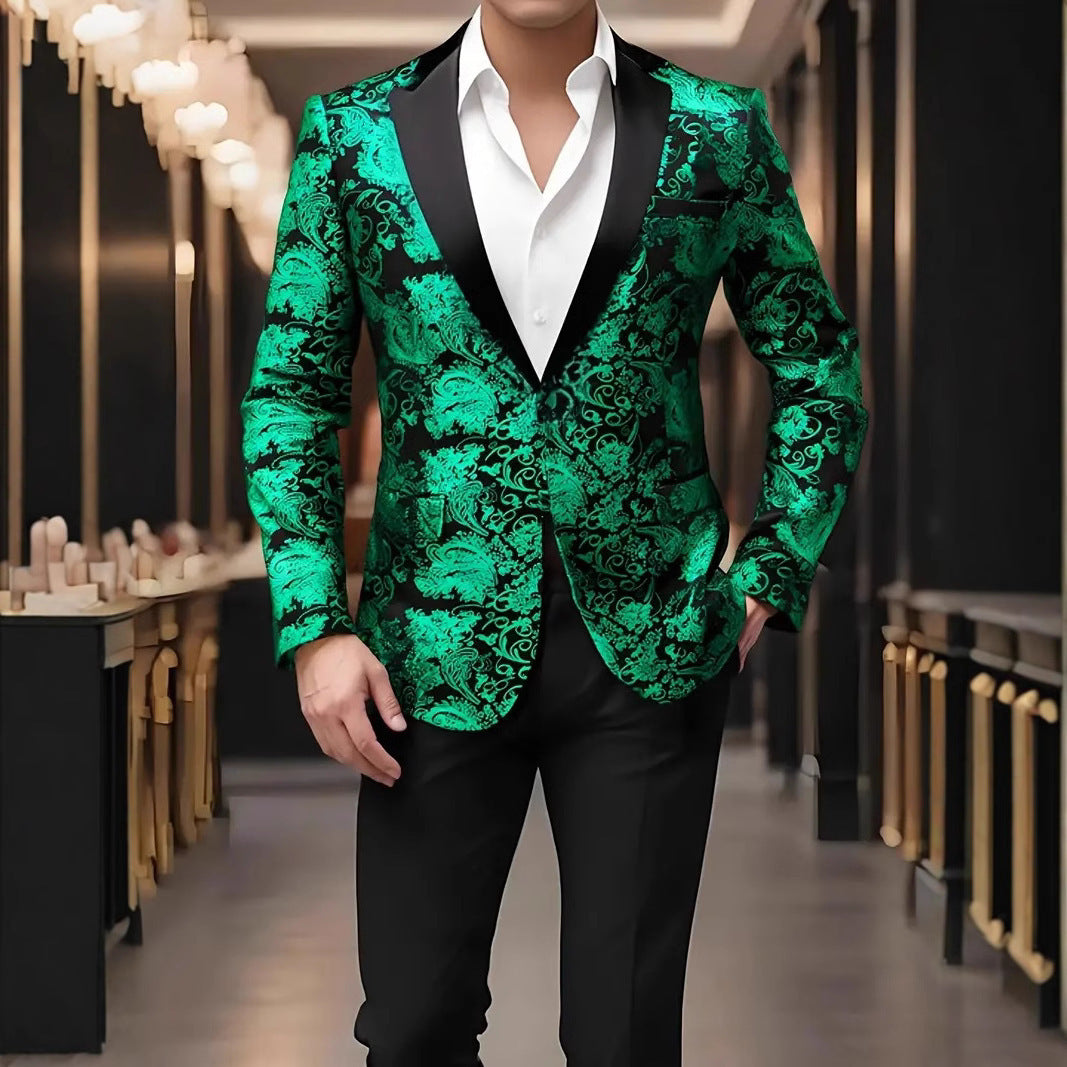 Herren extravagantes Paillettenblazer mit floralem Design Echoarchiv