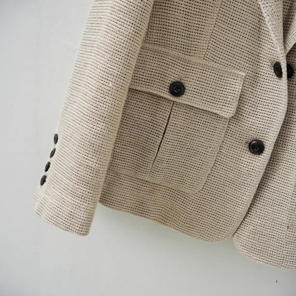 Damen Modische Kurzjacke mit Taschen Echoarchiv