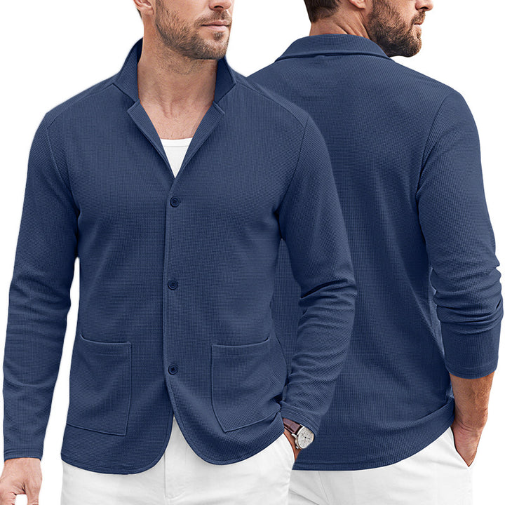 Herren Strickblazer-Cardigan mit Strukturstrick und aufgesetzten Taschen – Tianoro