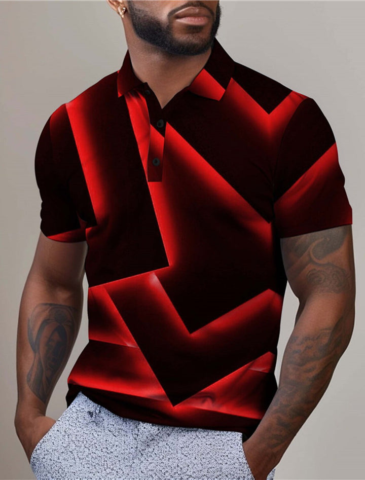 Herren Polohemd mit modernem geometrischen Muster und hochwertiger Baumwollqualität Echoarchiv