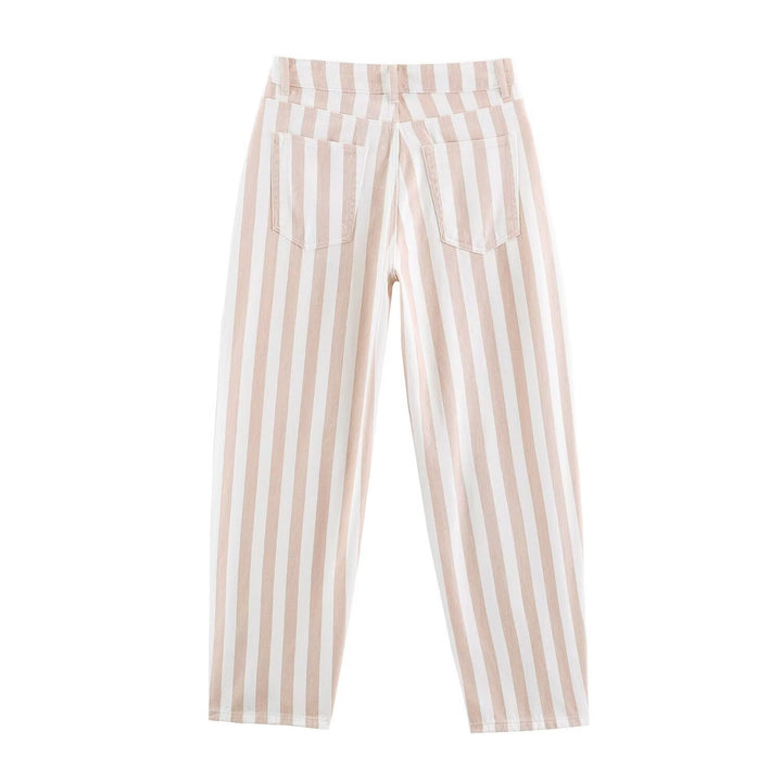 Damen Gestreifte High-Waist-Hose mit geradem Bein Echo Archiv