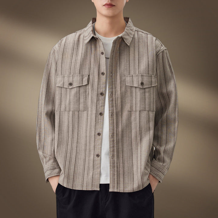 Herren Gestreiftes Hemdjacke mit Brusttaschen Echo Archiv