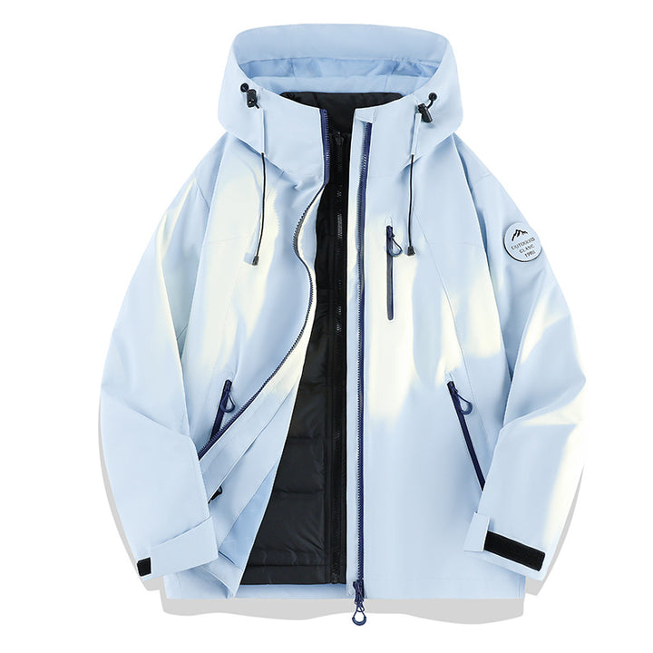 Damen Leichte wasserdichte Kapuzenjacke mit Teddy‑Charm und verdeckten Reißverschlusstaschen Echoarchiv