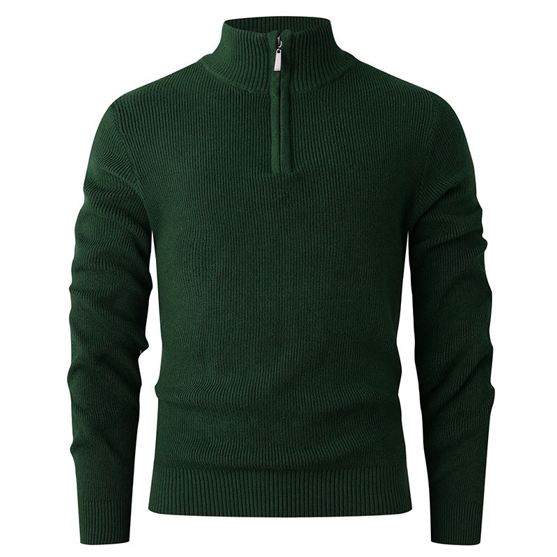 Herren nan Slim-Fit Halbzip-Strickpullover aus Merino-Baumwollmix mit verstärktem Stehkragen Echo Archiv