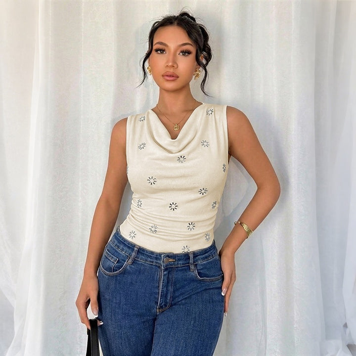 Damen Eleganter tank top mit Blumenapplikationen Echo Archiv