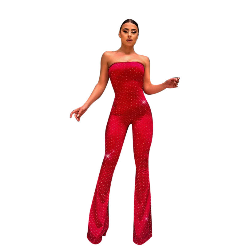 Damen Eleganter und figurbetonter Jumpsuit mit schimmernden Applikationen Echo Archiv