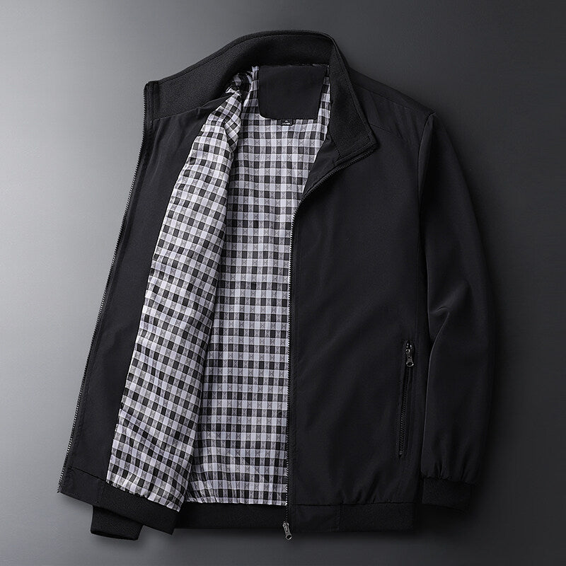 Herren Leichter wind- und wasserabweisender Zip-Blouson mit Stehkragen und Reißverschlusstaschen – Taviero