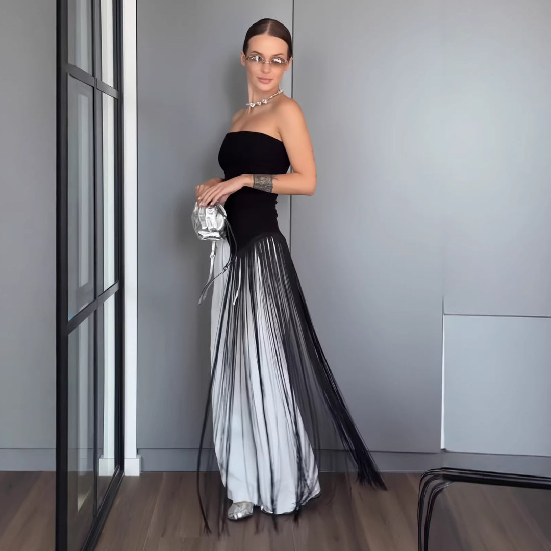Damen Maxikleid mit schimmerndem Fransen-Design Echo Archiv