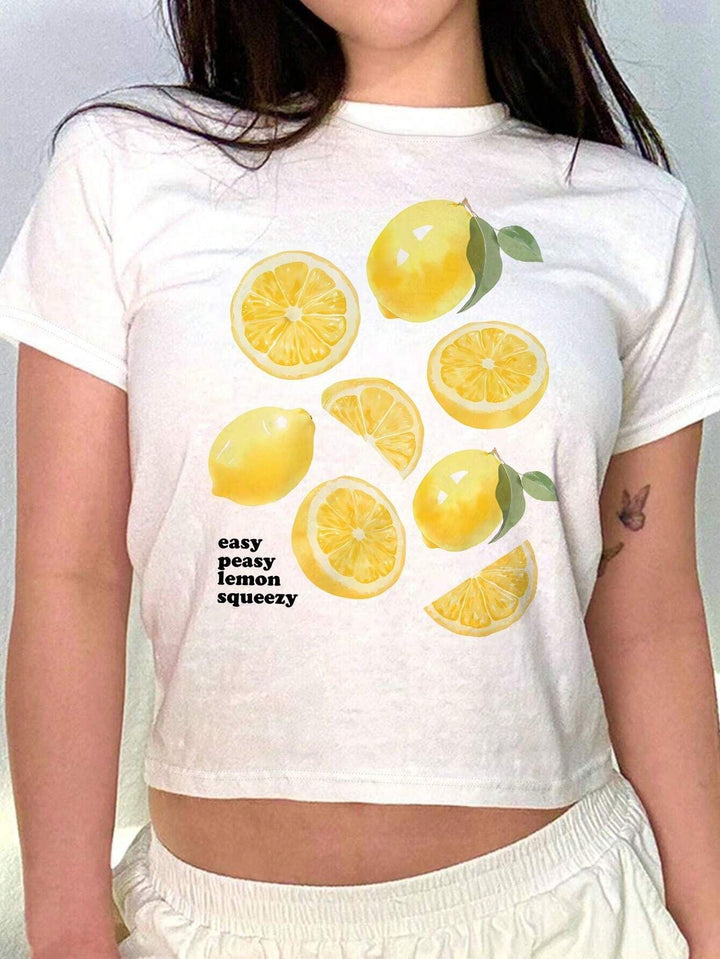 Damen Crop-T-Shirt mit kreativem Cocktail-Design Echo Archiv