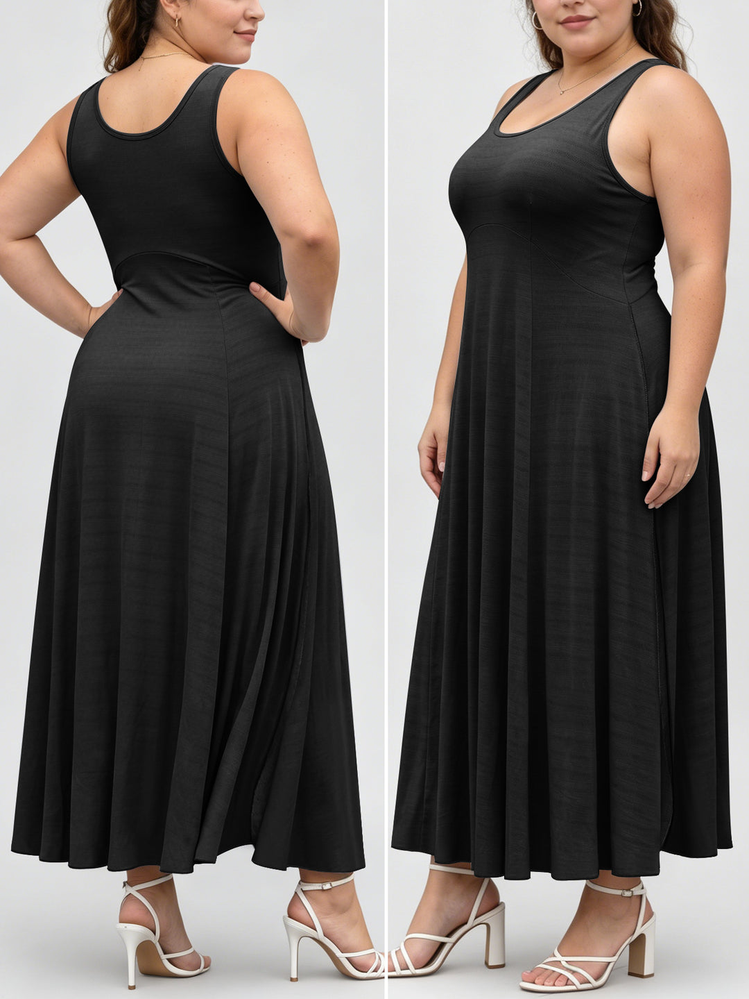 Damen Fließendes Maxikleid mit taillenbetonter A-Linie und breiten Trägern – Valéora