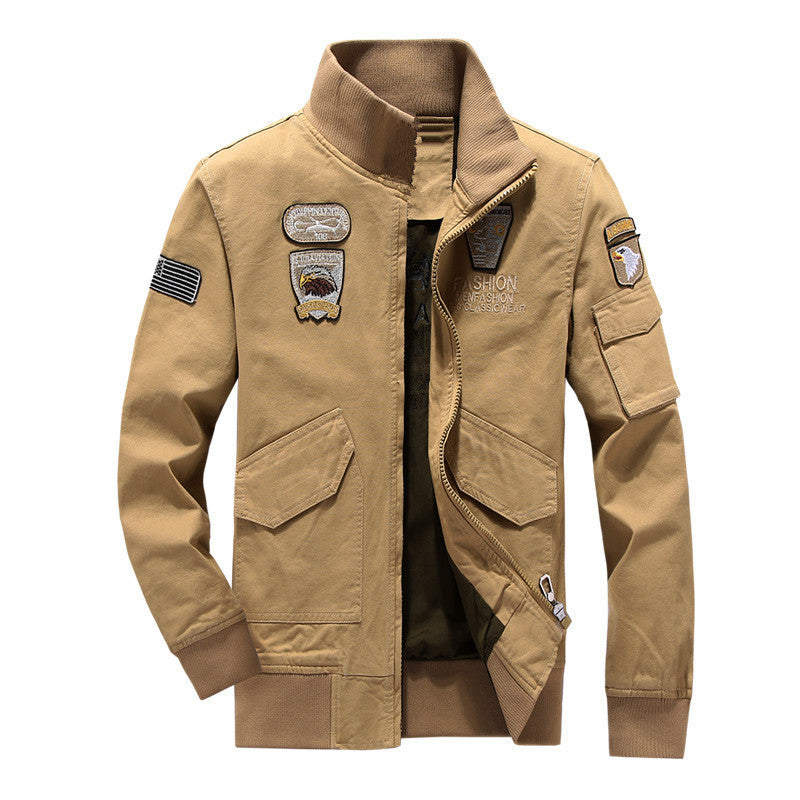 Herren Baumwoll-Canvas-Bomberjacke mit gesteppter Thermofütterung und Schulterklappen – Brevano