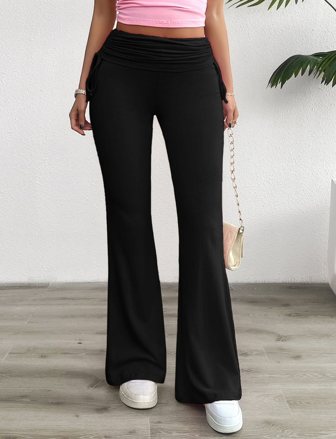 Damen Bequeme Palazzo-Hose mit elastischem Bund und lässigem Schnitt – Avélisse