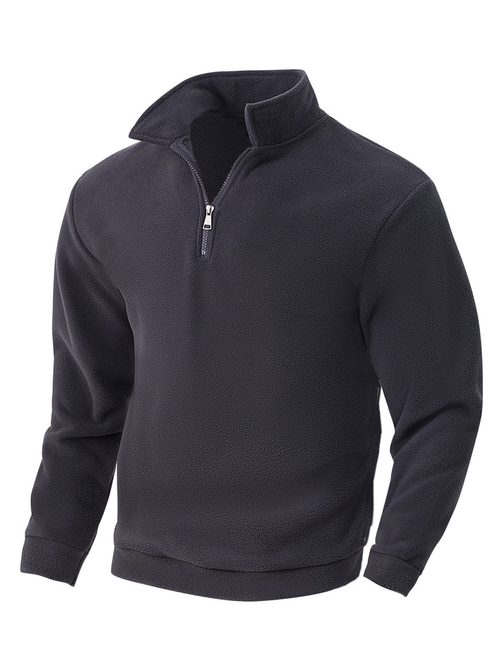 Herren Fleece-Halbzip-Pullover mit Stehkragen, weichem Teddy-Fleece und elastischen Bündchen – Cavarno