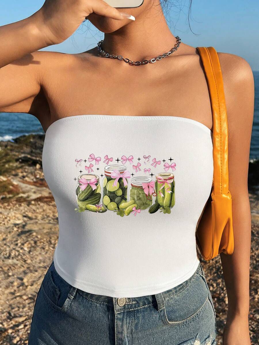 Damen Bandeau-Top mit maritimen Motiv und elastischem Material Echo Archiv