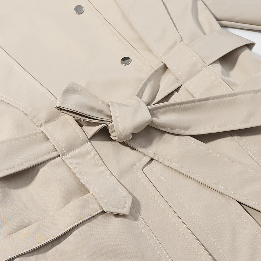 Damen Kurztrench mit Cape-Detail, Stehkragen und Bindegürtel Echoarchiv