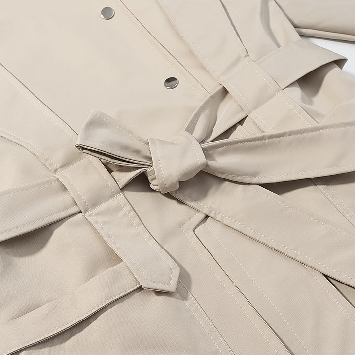 Damen Kurztrench mit Cape-Detail, Stehkragen und Bindegürtel Echoarchiv