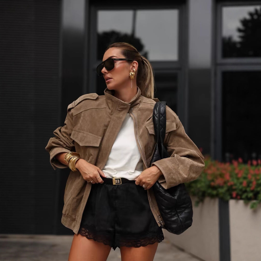 Damen Fieldjacke mit Stehkragen, Schulterklappen und elastischem Saum Echo Archiv