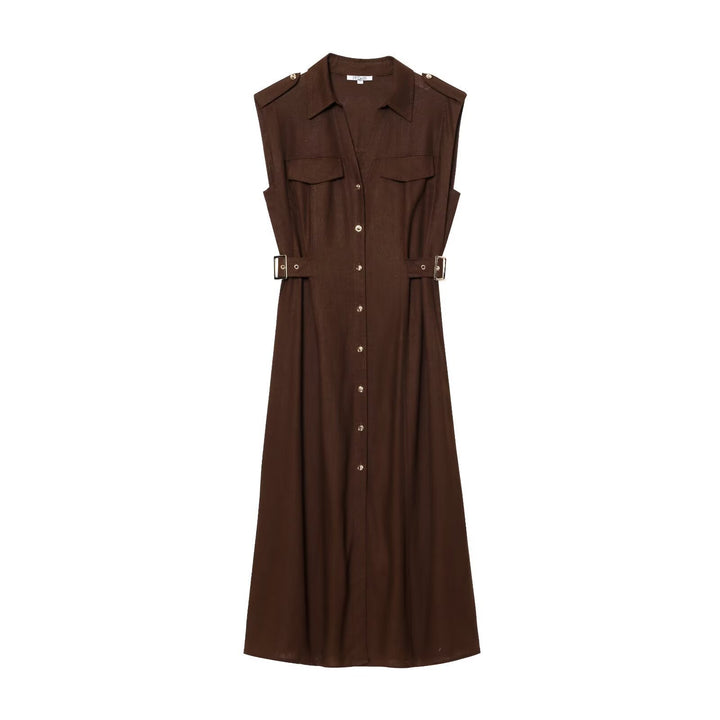 Damen Maxikleid mit dekorativen Taschen und Gürtel Echo Archiv