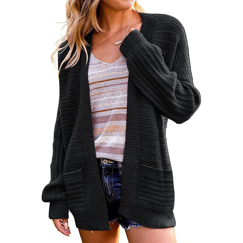 Damen Oversize Strickcardigan mit aufgesetzten Taschen und Rippstruktur Echo Archiv