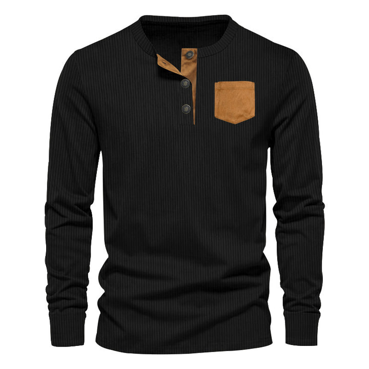 Herren Rippenfeinstrick Langarmshirt mit Slim‑Fit und Stehkragen – Arvello