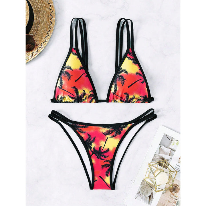 Damen Triangel-Bikini mit stylischem Schnitt und palmendruck Echo Archiv