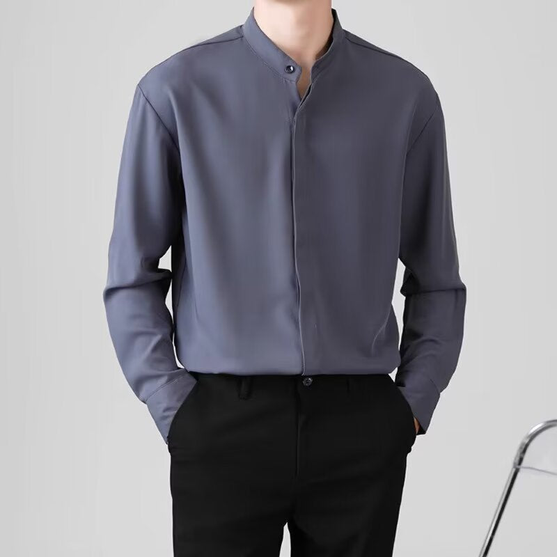 Herren Elegantes Stehkragenhemd – Tianoro