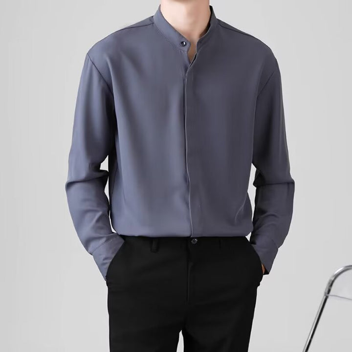 Herren Elegantes Stehkragenhemd – Tianoro