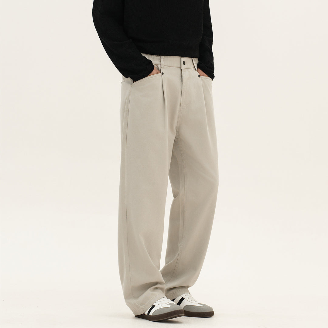 Herren weite Relax-Fit Stoffhose mit hohem Bund und geradem Bein Echo Archiv