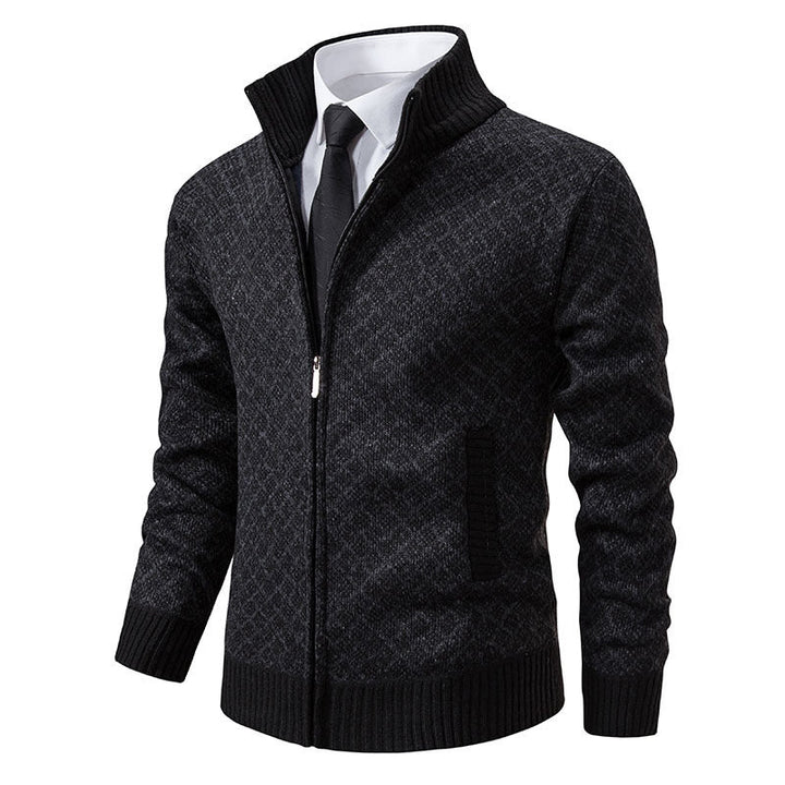 Herren stilvolle Strickjacke mit hochwertigem Zipper – Marzano