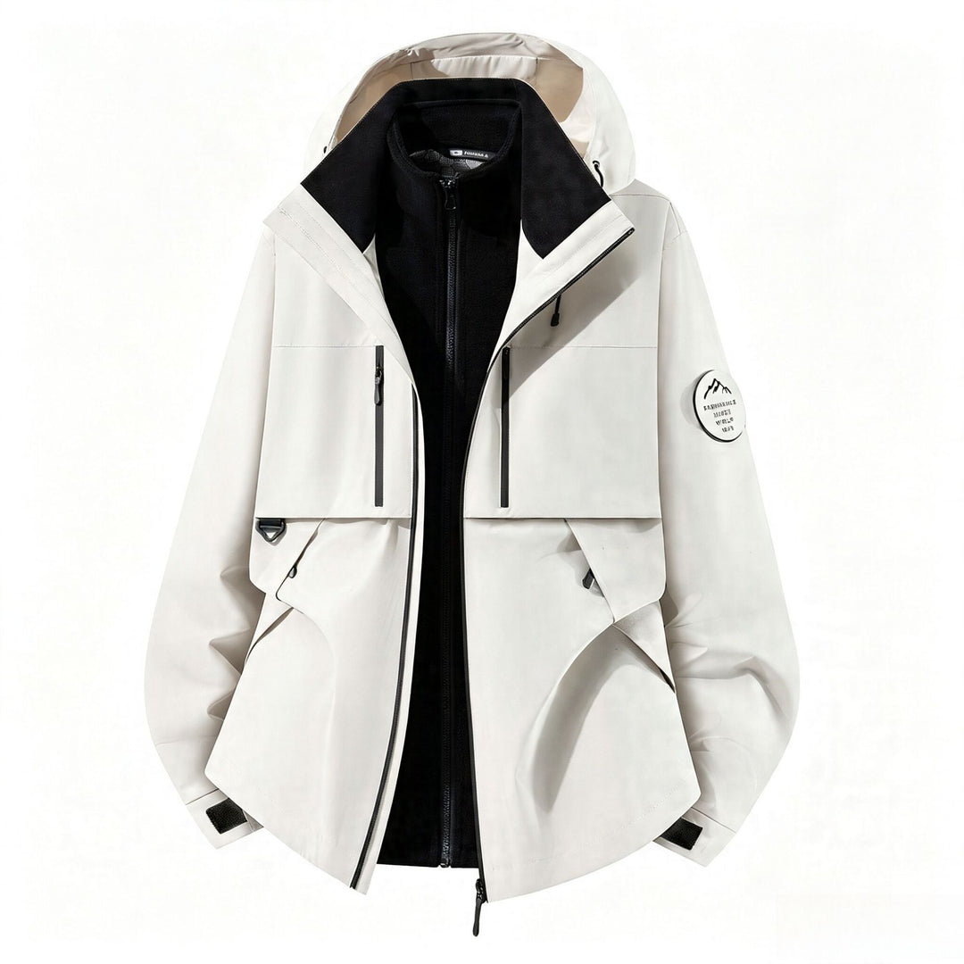 Herren dreilagige Softshell-Outdoorjacke mit herausnehmbarem Fleecefutter und Kapuze Echoarchiv