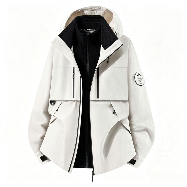 Herren dreilagige Softshell-Outdoorjacke mit herausnehmbarem Fleecefutter und Kapuze Echoarchiv