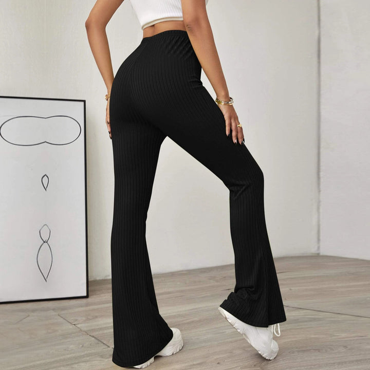 Damen hochtaillierte gerippte Schlaghose aus stretch‑Jersey – Avélisse