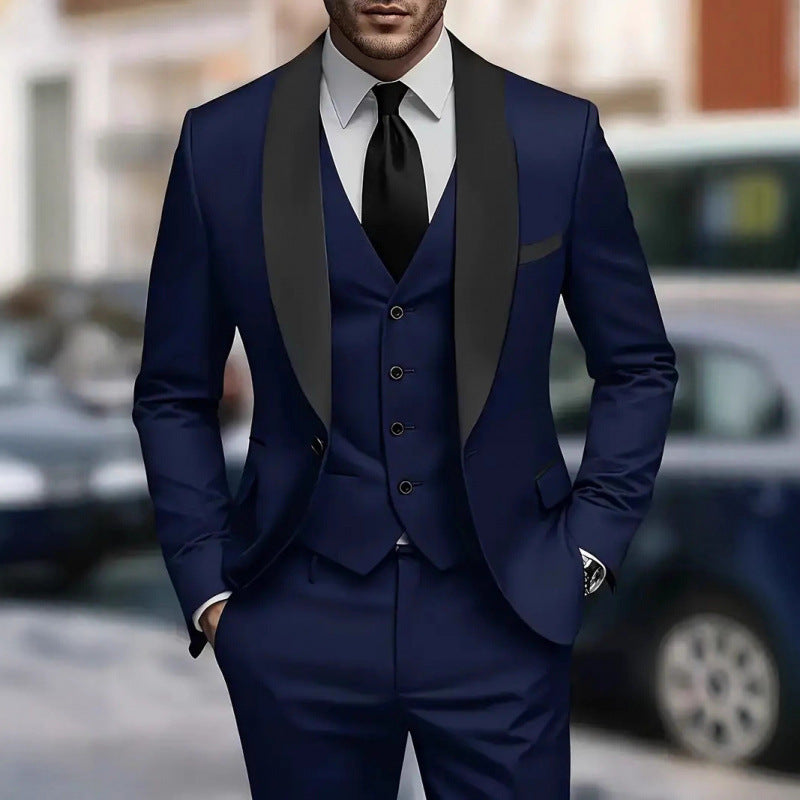 Herren elegantes Anzugset mit schmal geschnittenem Sakko und Weste Echoarchiv