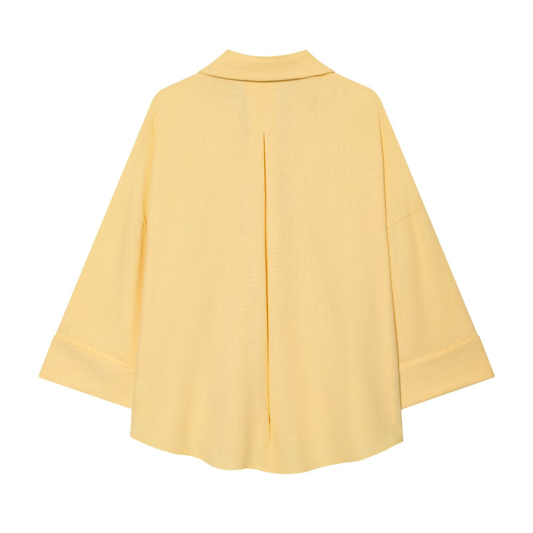 Damen Oversize Hemdbluse mit 3/4‑Ärmeln, High‑Low‑Saum und Hemdkragen Echo Archiv