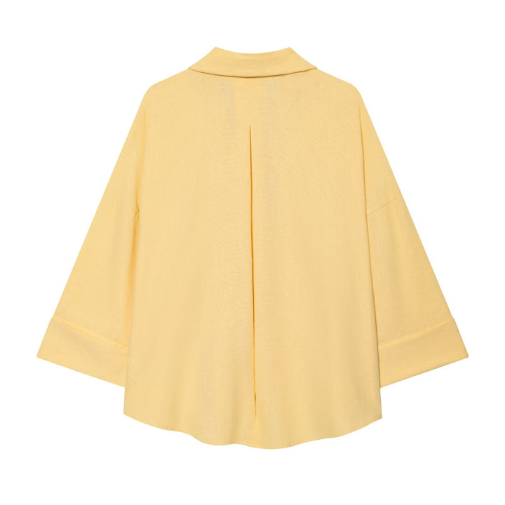 Damen Oversize Hemdbluse mit 3/4‑Ärmeln, High‑Low‑Saum und Hemdkragen Echo Archiv