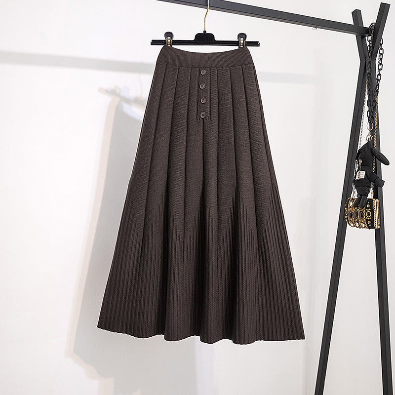 Damen Eleganter Plissee-Rock mit Knopfdetails Echo Archiv