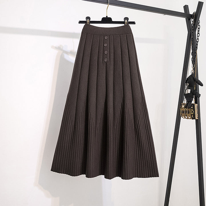 Damen Eleganter Plissee-Rock mit Knopfdetails Echo Archiv